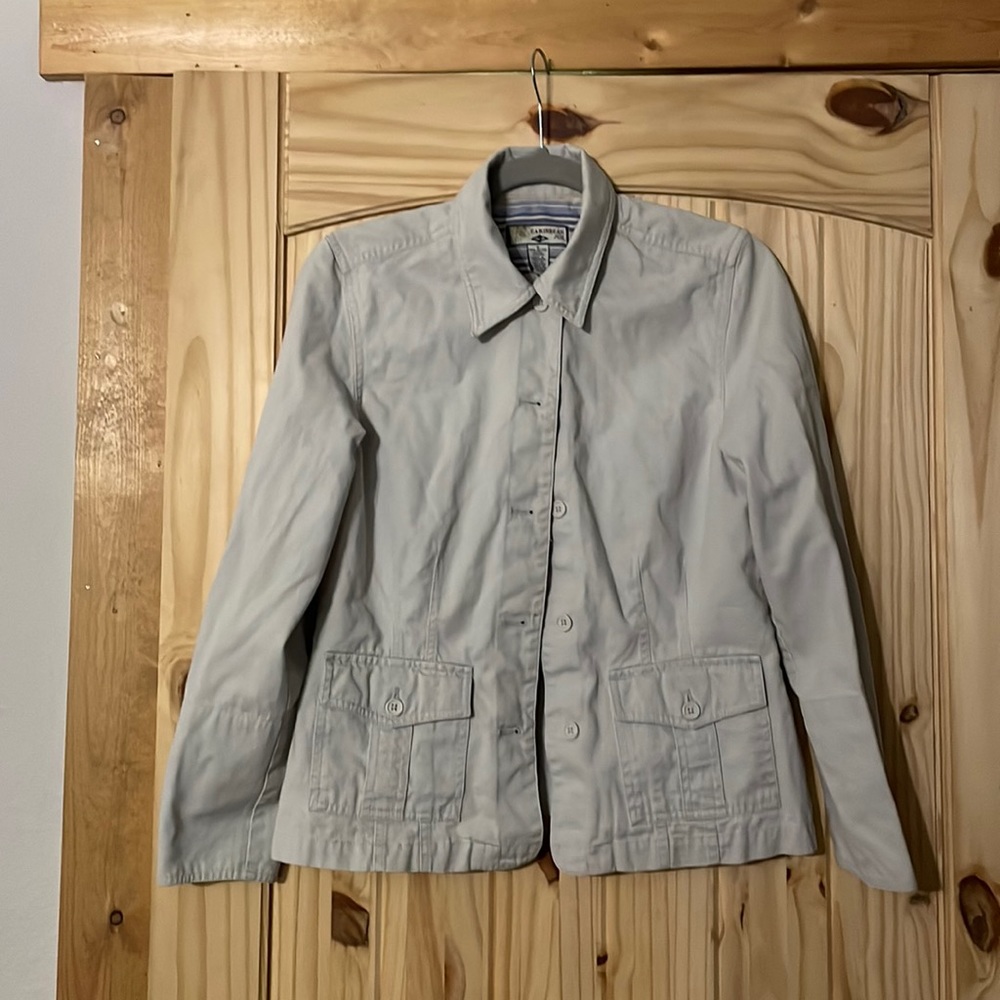 Caribbean Joe khaki long-sleeved button up jacket